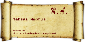 Maksai Ambrus névjegykártya